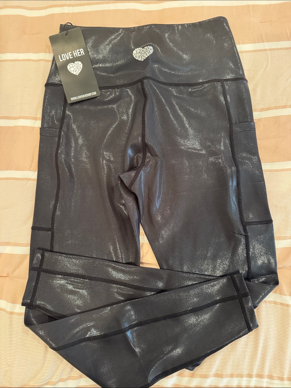 Shimmer High-Waist Leggings in Gunmetal